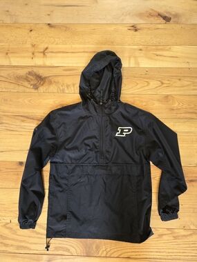 Champion Black Windbreaker Jacket with Purdue Logo Size XS Men's